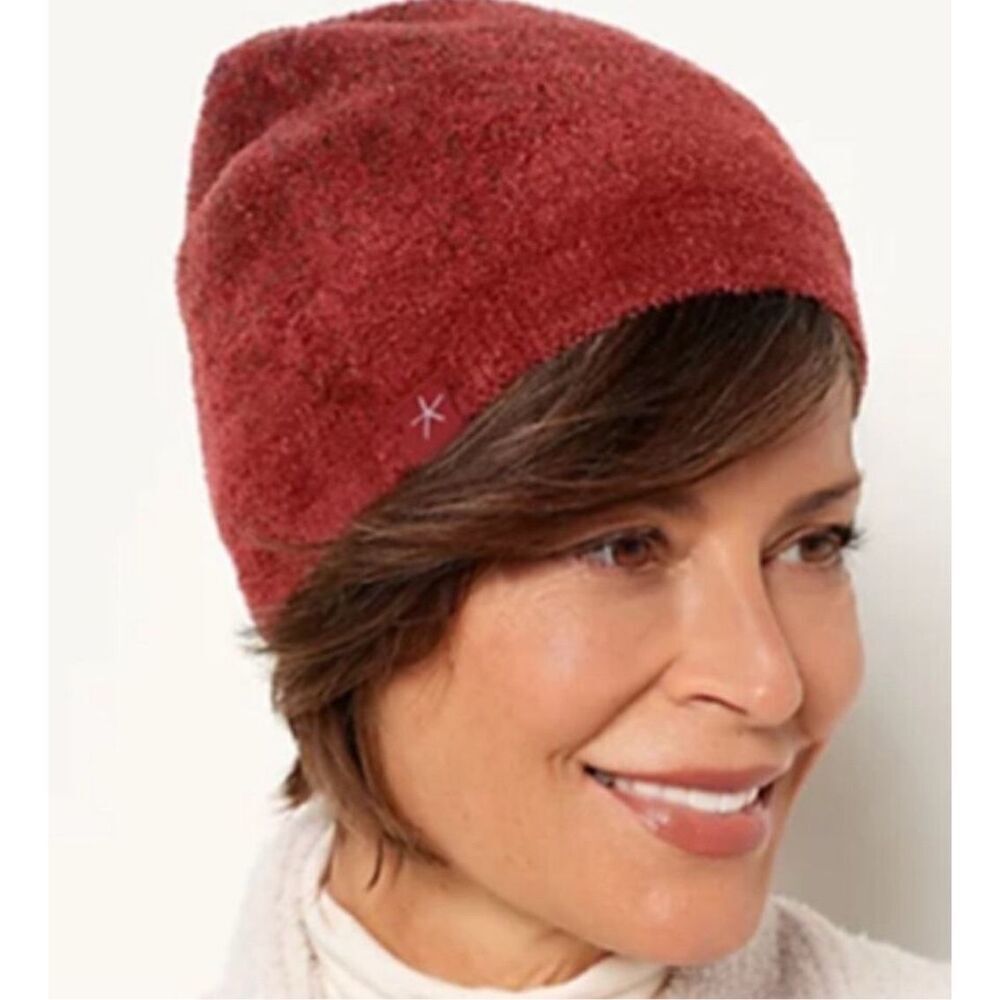 Barefoot Dreams Cozychic Lite Confetti Beanie Crimson-Rosewood Nwt O/S